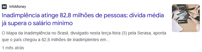 InfoMoney: Inadimplência atinge 82,8 milhões de pessoas; dívida média já supera o salário mínimo